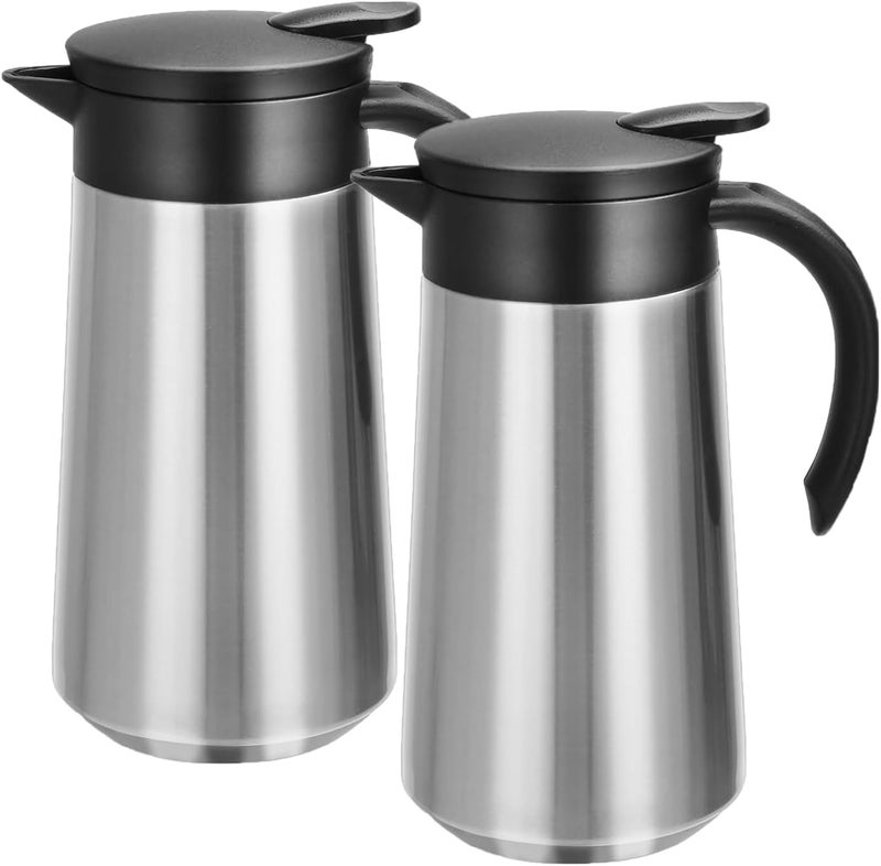 GearRoot 28oz Coffee Carafe Airpot Insulated Coffee Urn Stainless Steel Vacuum Thermal Pot Flask for Coffee, Hot Water, Tea, Hot Beverage - Keep 9 Hours Hot, 18 Hours Cold (2 Pack Silver) - Image 1
